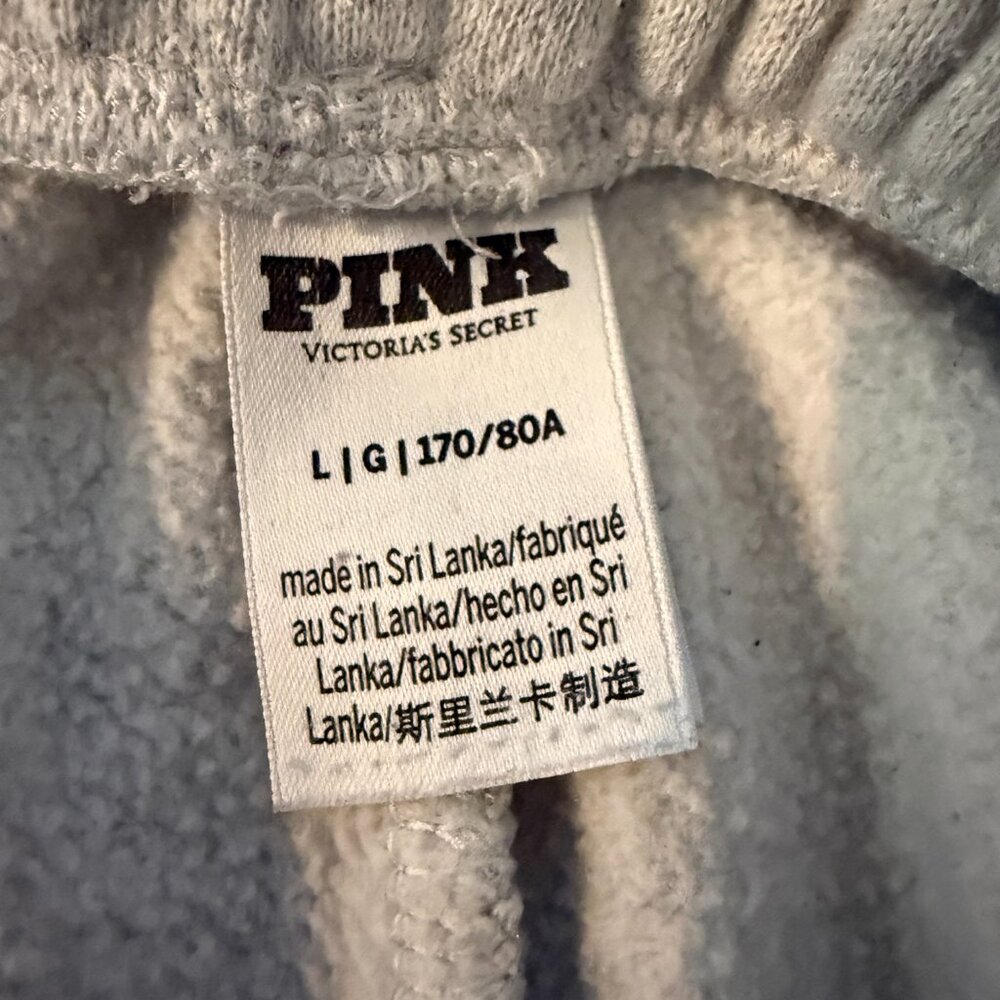 PINK Victoria's Secret Floral Embroidered Fleece Jogger Sweatpants Women's Large - Picture 10 of 11